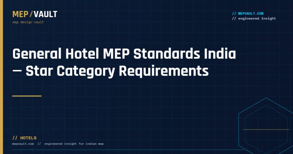 MEPVAULT cover image for "General Hotel MEP Standards India — Star Category Requirements"
