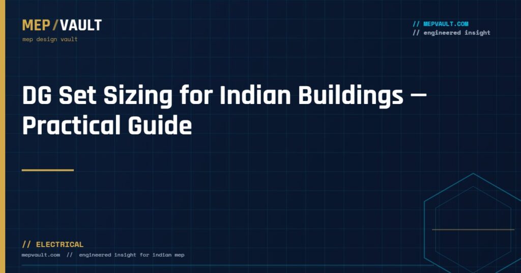 MEPVAULT cover image for "DG Set Sizing for Indian Buildings — Practical Guide"